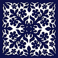 Blue Plumeria Quilt